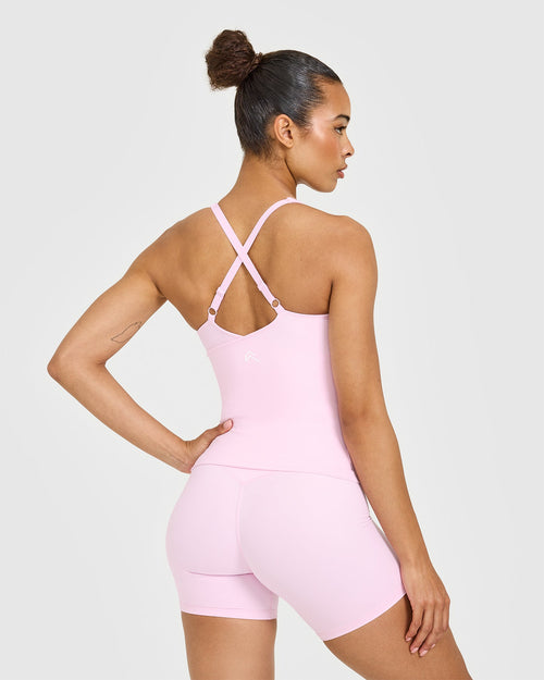 UnifiedMove™ V Neck Cross Back Tank Top | Chalk Pink