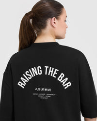 Raising The Bar Graphic Longline T-Shirt | Black