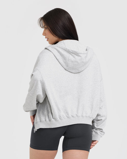 Raw Lounge Oversized Zip Hoodie | Light Gray Marl
