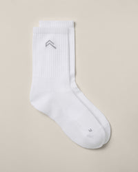 Crew Socks 3 Pack with Gray Logo | White