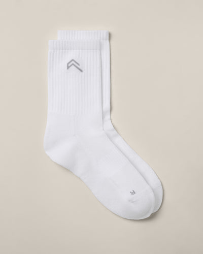 Crew Socks 3 Pack with Gray Logo | White