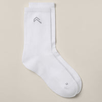 Crew Socks 3 Pack with Gray Logo | White
