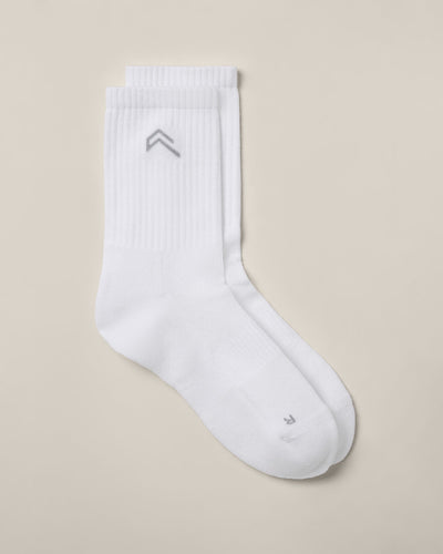 Crew Socks 3 Pack with Gray Logo | White