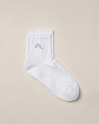 Mid Crew Socks 3 Pack with Gray Logo | White
