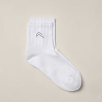 Mid Crew Socks 3 Pack with Gray Logo | White