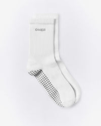 Pilates Grip Crew Socks 1 Pack | White
