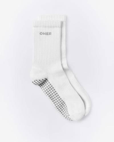 Pilates Grip Crew Socks 1 Pack | White