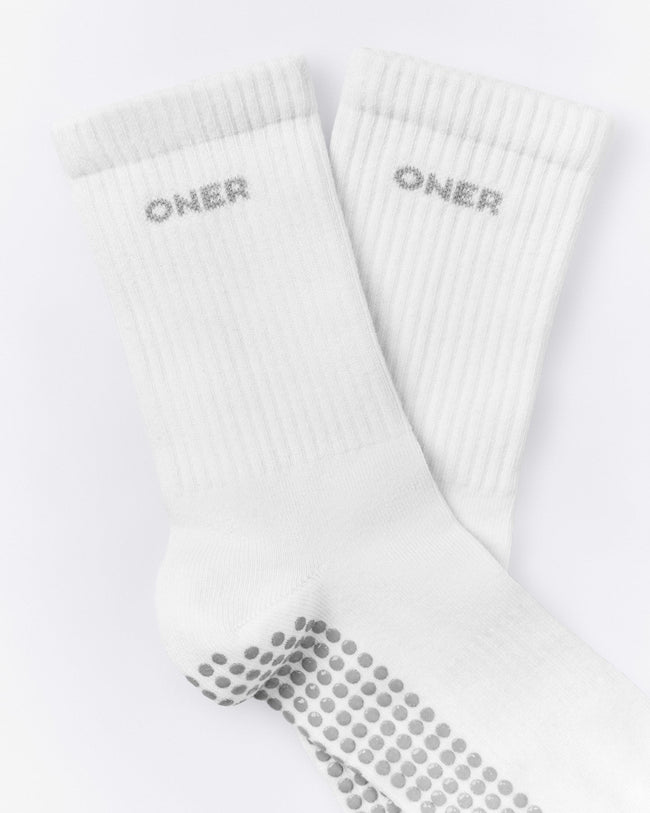 Pilates Grip Crew Socks 1 Pack | White