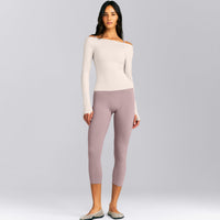FormeSoft™ Fitted Off-The-Shoulder Long Sleeve Top | Sand
