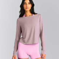 FormeSoft™ Relaxed Slash Neck Long Sleeve Top | Dusty Purple