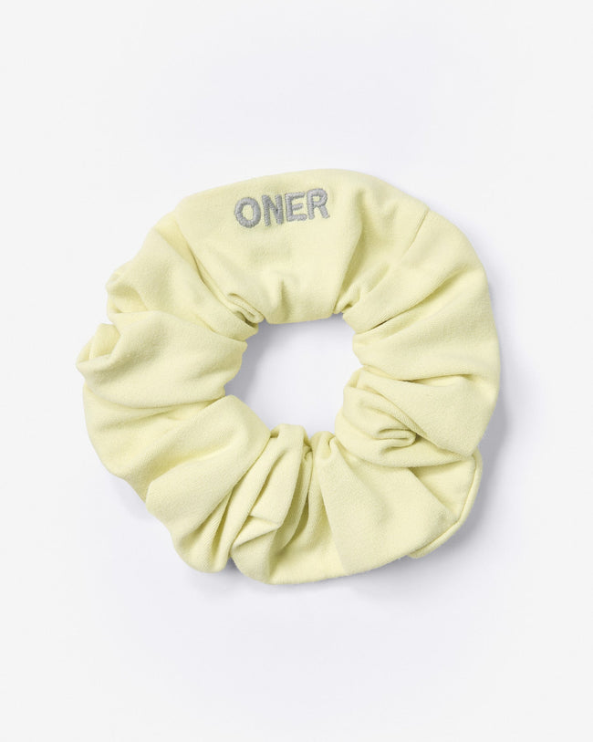 SoftMotion™ Scrunchie with Gray Logo | Pastel Yellow