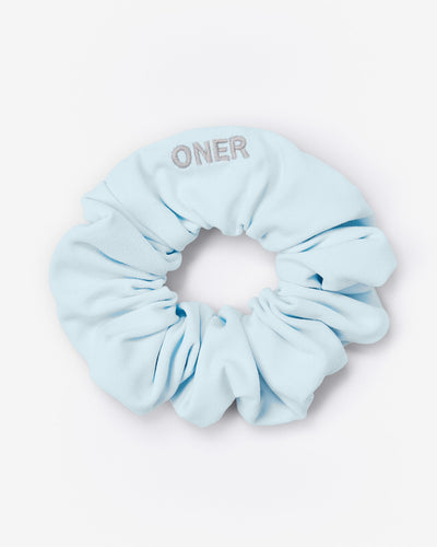 SoftMotion™ Scrunchie with Gray Logo | Cloud Blue