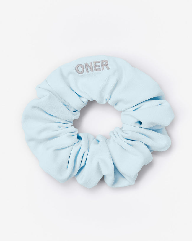 SoftMotion™ Scrunchie with Gray Logo | Cloud Blue