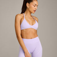 EnhanceLift™ Seamless Minimal Halter Neck Bralette with Gray Logo | Lavender Purple