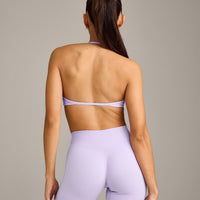 EnhanceLift™ Seamless Minimal Halter Neck Bralette with Gray Logo | Lavender Purple