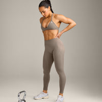 EnhanceLift™ Seamless Minimal Halter Neck Bralette with Gray Logo | Warm Minky