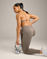 EnhanceLift™ Seamless Minimal Halter Neck Bralette with Gray Logo | Warm Minky