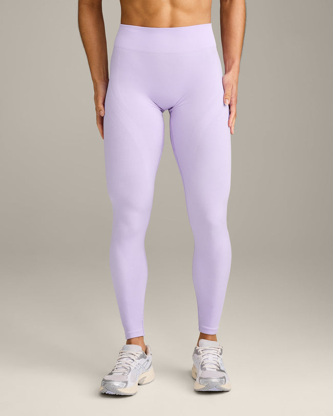 EnhanceLift™ Seamless Leggings with Gray Logo | Lavender Purple