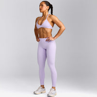 EnhanceLift™ Seamless Leggings with Gray Logo | Lavender Purple