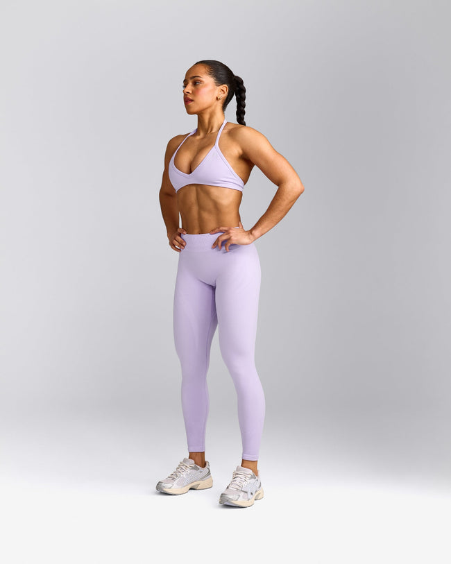 EnhanceLift™ Seamless Leggings with Gray Logo | Lavender Purple