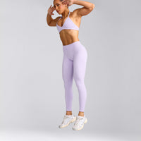 EnhanceLift™ Seamless Leggings with Gray Logo | Lavender Purple