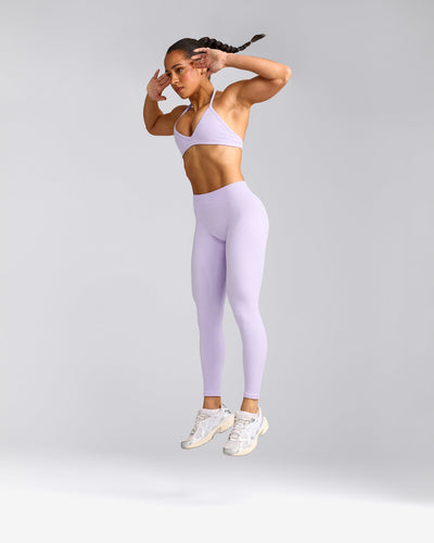 EnhanceLift™ Seamless Leggings with Gray Logo | Lavender Purple