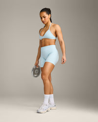 EnhanceLift™ Seamless Shorts with Gray Logo | Cloud Blue