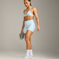 EnhanceLift™ Seamless Shorts with Gray Logo | Cloud Blue