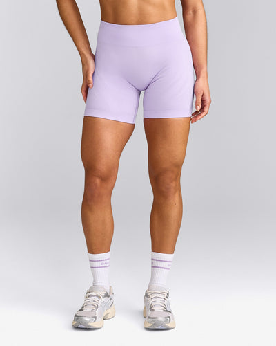 EnhanceLift™ Seamless Shorts with Gray Logo | Lavender Purple