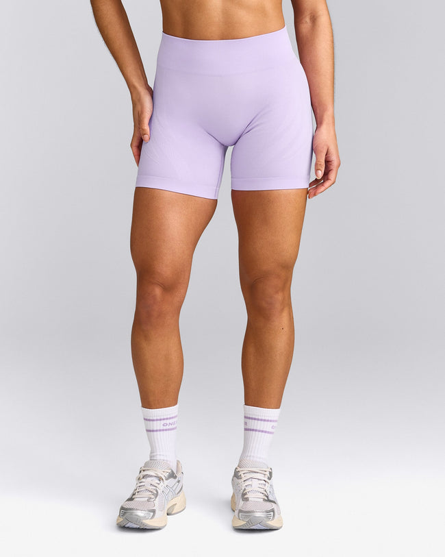 EnhanceLift™ Seamless Shorts with Gray Logo | Lavender Purple