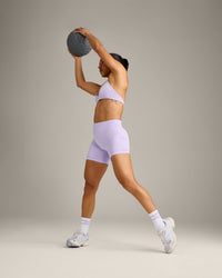 EnhanceLift™ Seamless Shorts with Gray Logo | Lavender Purple