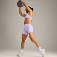 EnhanceLift™ Seamless Shorts with Gray Logo | Lavender Purple