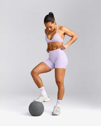 EnhanceLift™ Seamless Shorts with Gray Logo | Lavender Purple