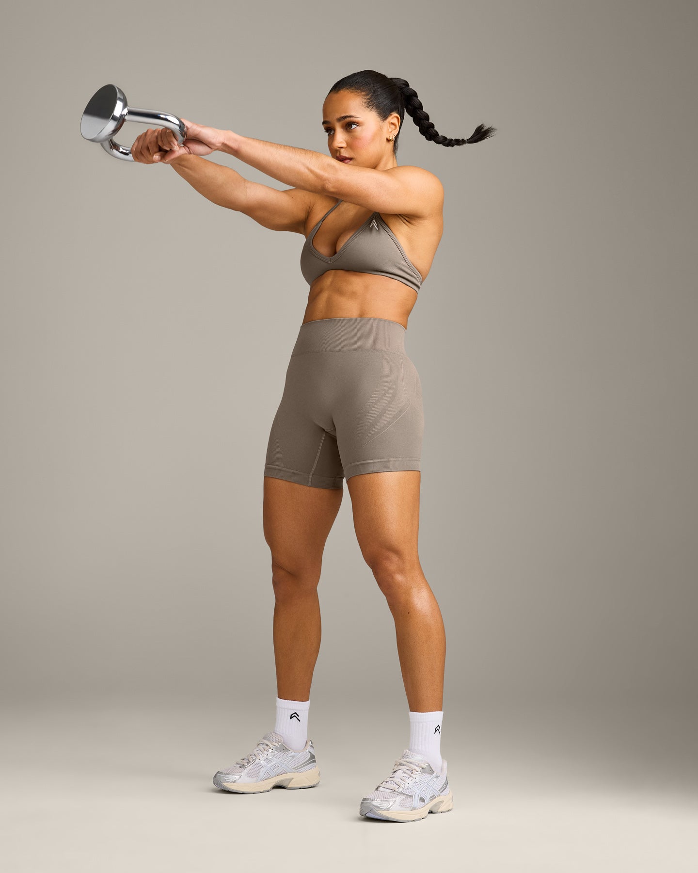 EnhanceLift™ Seamless Shorts with Gray Logo | Warm Minky