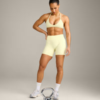EnhanceLift™ Seamless Shorts with Gray Logo | Pastel Yellow