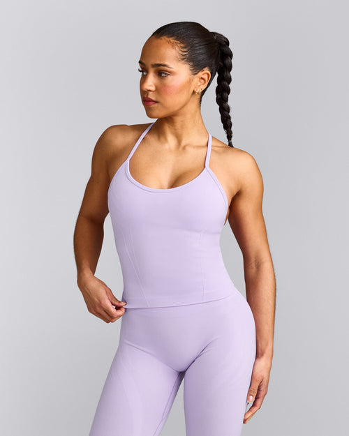 EnhanceLift™ Seamless Strappy Racer Tank Top with Built in Bra Shelf | Lavender Purple