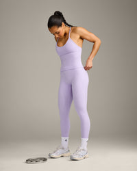 EnhanceLift™ Seamless Strappy Racer Tank Top with Built in Bra Shelf with Gray Logo | Lavender Purple