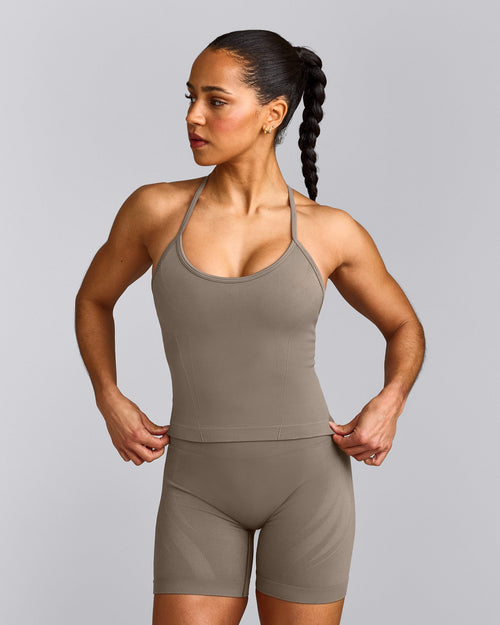 EnhanceLift™ Seamless Strappy Racer Tank Top with Built in Bra Shelf | Warm Minky