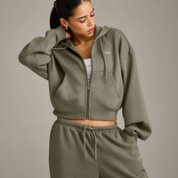 Foundations All Season Cropped Zip Up Hoodie | Alpine Green