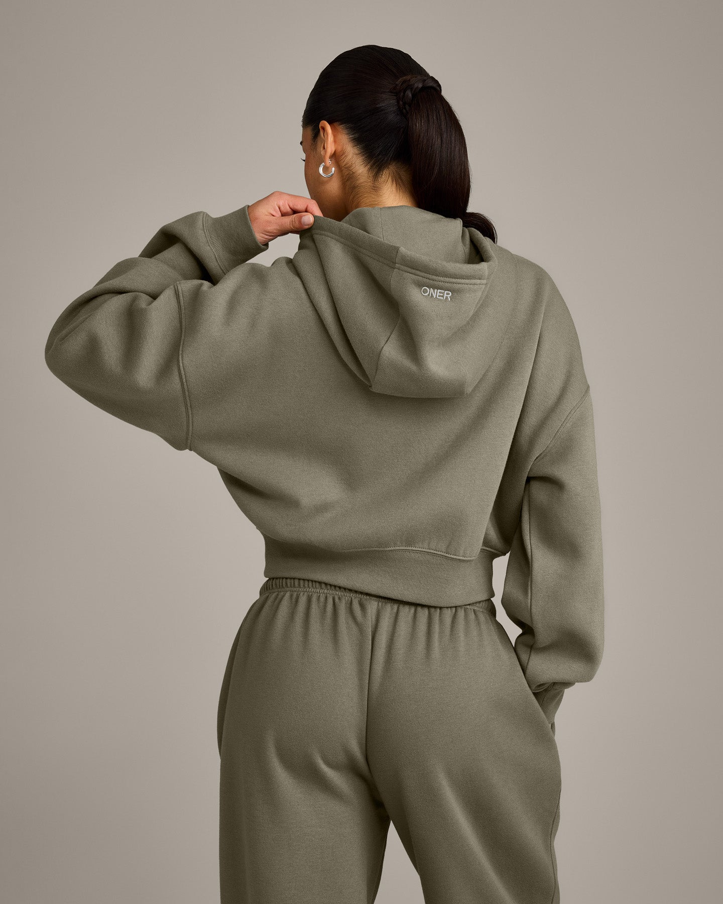 Foundations All Season Cropped Zip Up Hoodie | Alpine Green