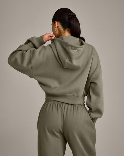 Foundations All Season Cropped Zip Up Hoodie | Alpine Green