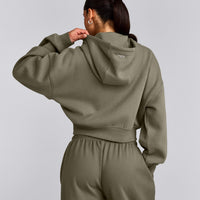 Foundations All Season Cropped Zip Up Hoodie | Alpine Green