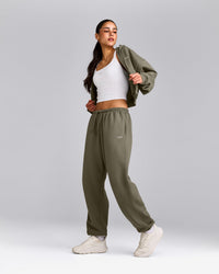 Foundations All Season Cropped Zip Up Hoodie | Alpine Green