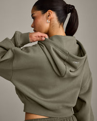Foundations All Season Cropped Zip Up Hoodie | Alpine Green