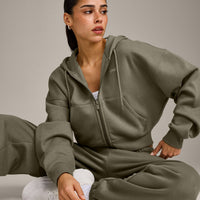 Foundations All Season Cropped Zip Up Hoodie | Alpine Green