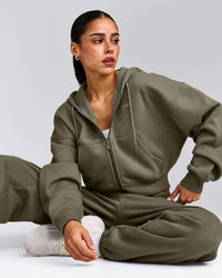 Foundations All Season Cropped Zip Up Hoodie | Alpine Green