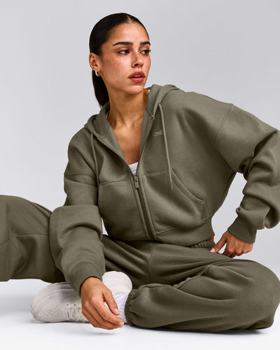 Foundations All Season Cropped Zip Up Hoodie | Alpine Green