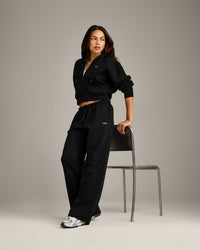 Foundations All Season Cropped Zip Up Hoodie | Black