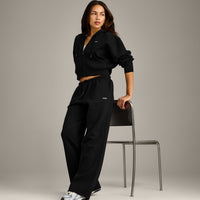 Foundations All Season Cropped Zip Up Hoodie | Black