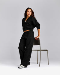 Foundations All Season Cropped Zip Up Hoodie | Black